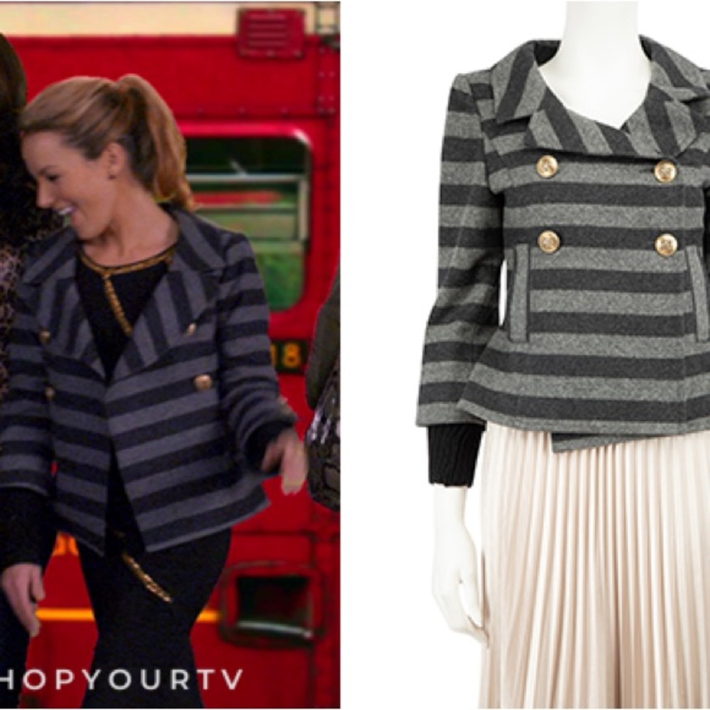 Smythe Grey Stripe Double Breasted Jacket Coat size 4